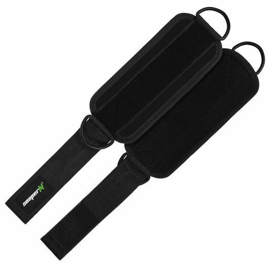 SooperFit Adjustable Gym Ankle Straps Lifting Cuffs for Cable Machine Black (Pair)