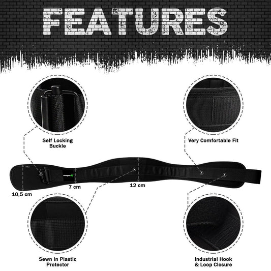 SOOPERFIT Neoprene Weight Lifting Gym Belt 6'' Wide Back Support Black