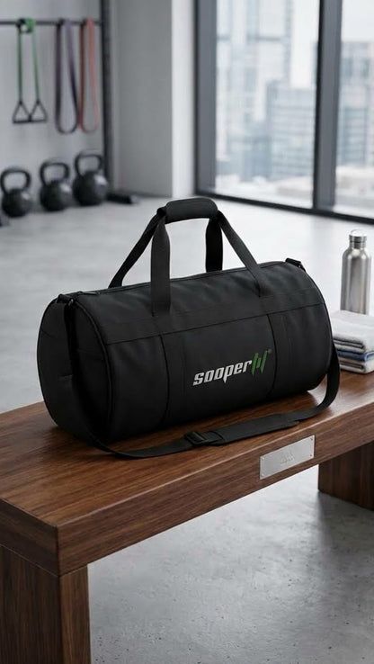 SooperFit Gym Duffel Bag Large Sports & Travel Bag with Spacious Interior Black