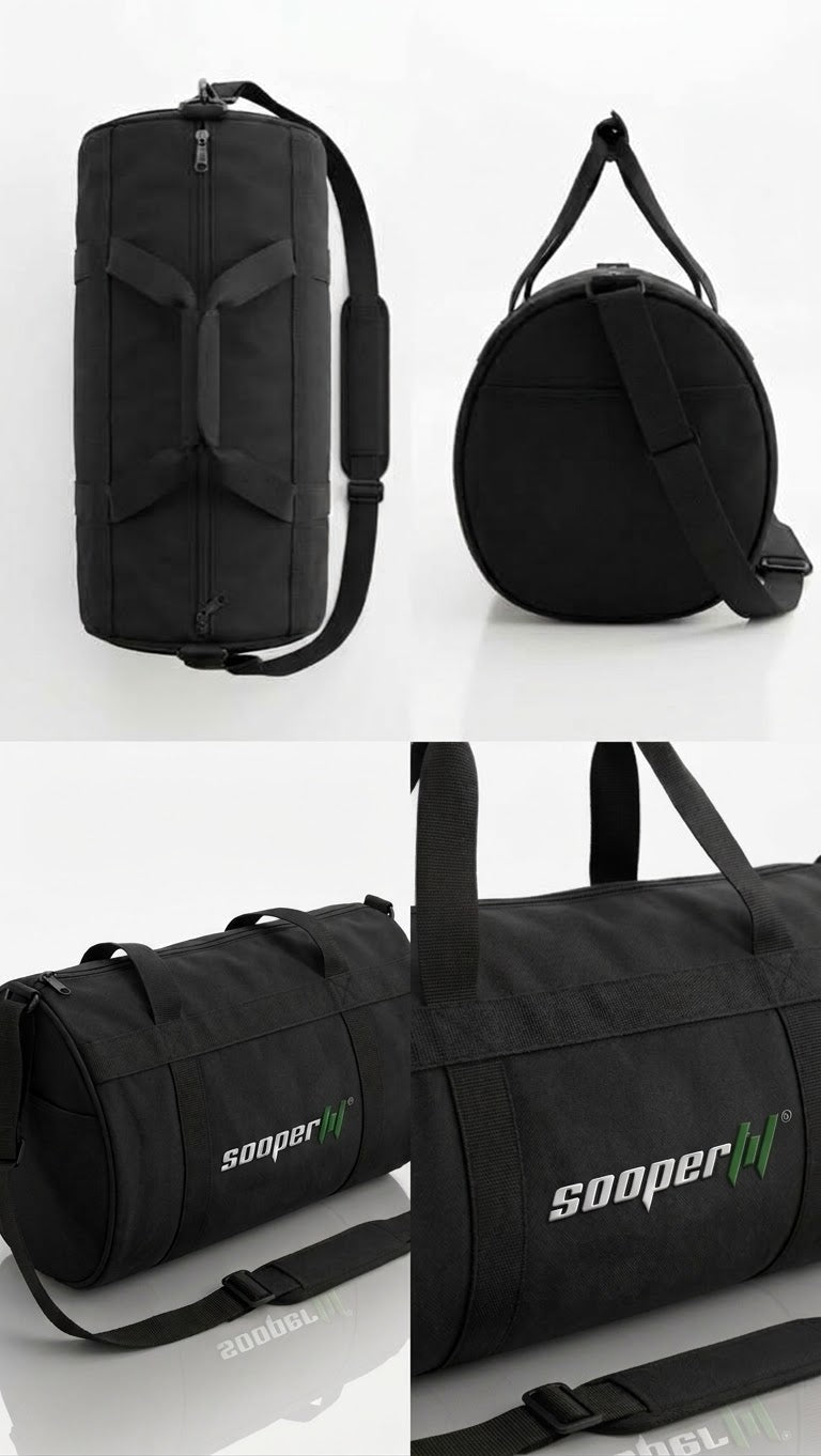 SooperFit Gym Duffel Bag Large Sports & Travel Bag with Spacious Interior Black