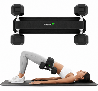 Sooperfit Premium Hip Thrust Belt for Dumbbells & Plates For Hip and Leg Workouts Black