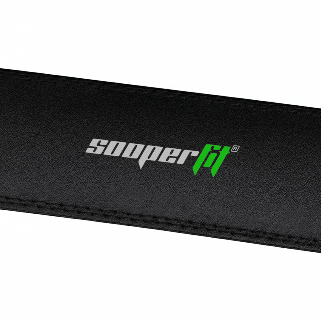 SooperFit Leather Weight Lifting Belt for Powerlifting, Squats & Deadlifts Black-Sooperfit