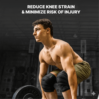 SooperFit 2M Knee Wraps for Squats & Weightlifting Adjustable Knee Support Straps Black-Sooperfit