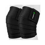SooperFit 2M Knee Wraps for Squats & Weightlifting Adjustable Knee Support Straps Black