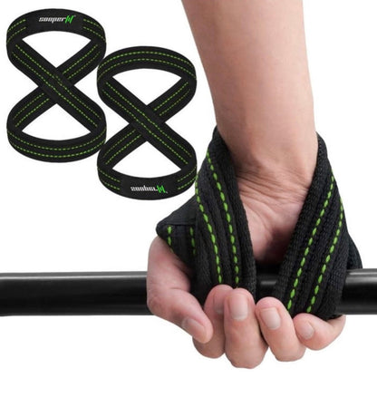 SooperFit 8 Figure Lifting Straps 2.0 Heavy Duty Deadlift Straps for Power Lifting Black