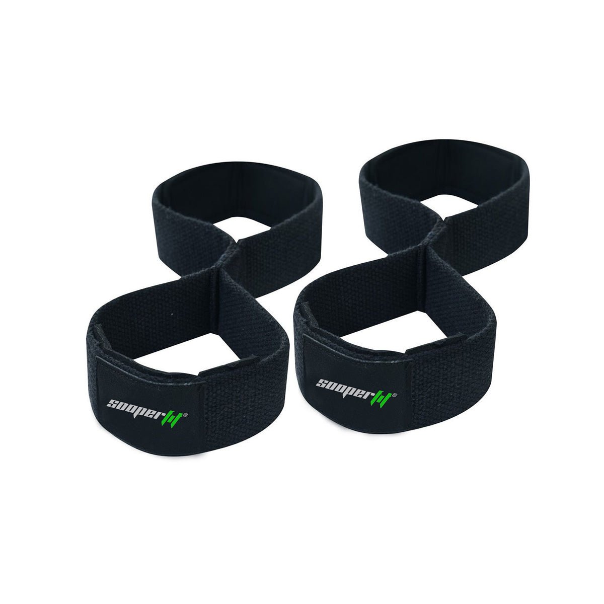 SooperFit 8 Figure Lifting Straps 2.0 Heavy Duty Deadlift Straps for Power Lifting Black - Sooperfit