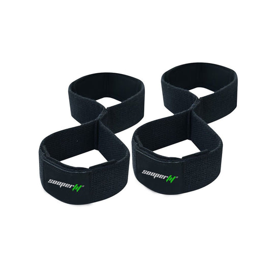 SooperFit 8 Figure Lifting Straps 2.0 Heavy Duty Deadlift Straps for Power Lifting Black-Sooperfit