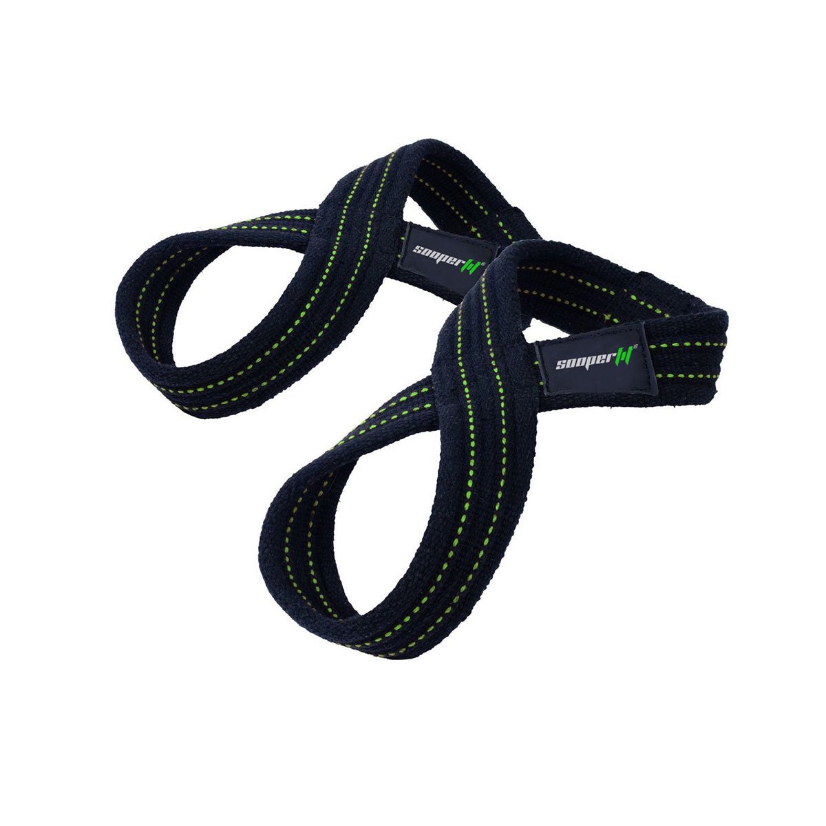 SooperFit 8 Figure Lifting Straps 2.0 Heavy Duty Deadlift Straps for Power Lifting Black
