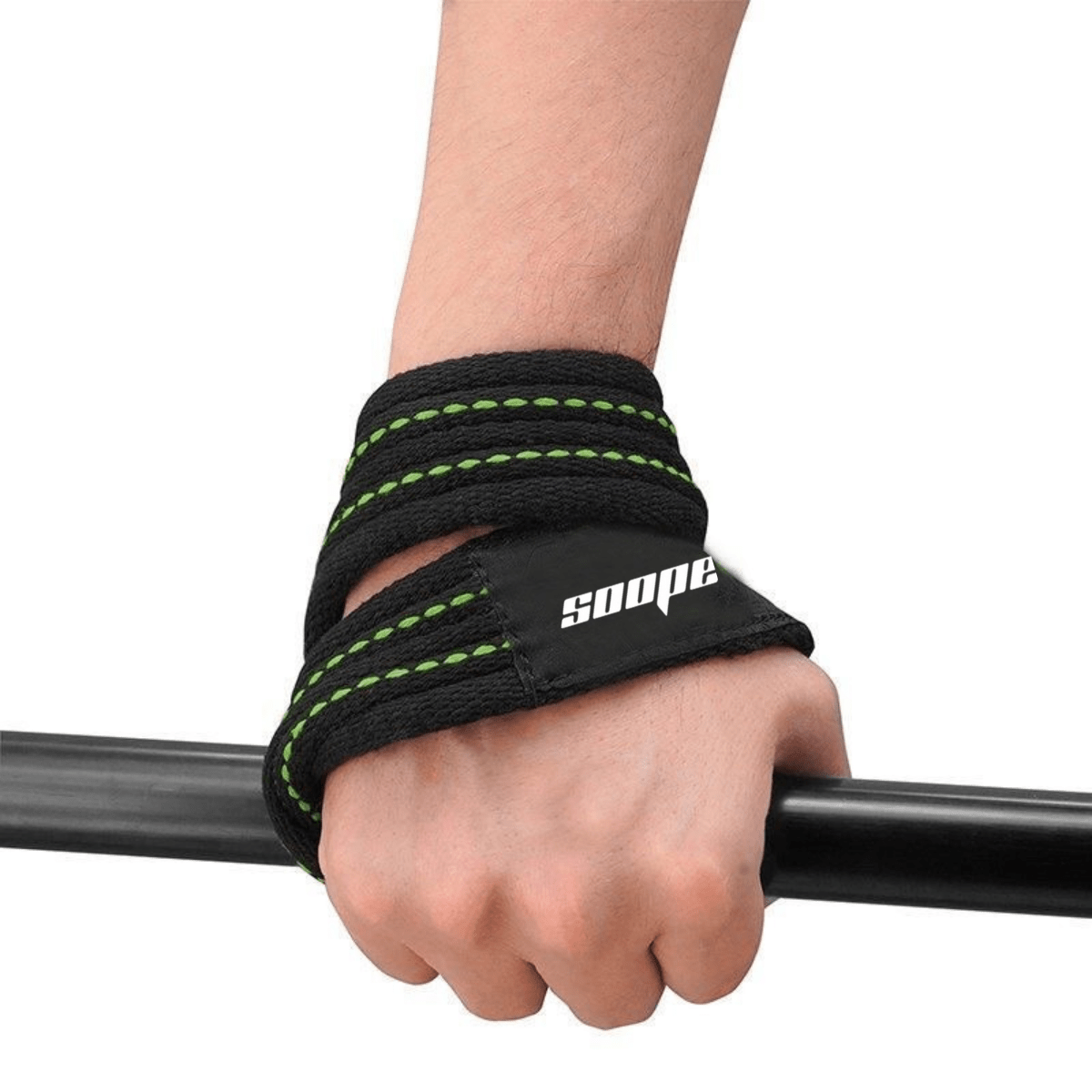 SooperFit 8 Figure Lifting Straps 2.0 Heavy Duty Deadlift Straps for Power Lifting Black