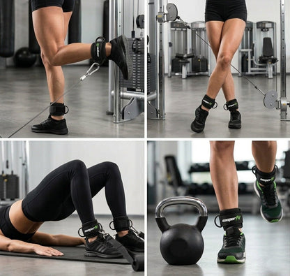SooperFit Adjustable Gym Ankle Straps Lifting Cuffs for Cable Machine Black (Pair)-Sooperfit