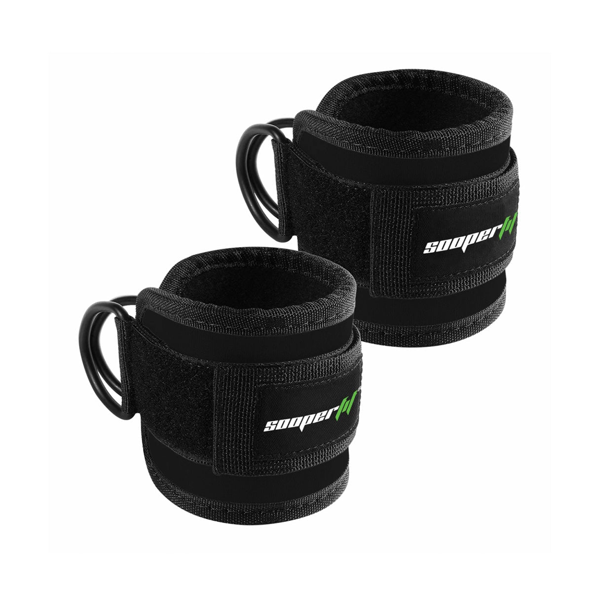 SooperFit Adjustable Gym Ankle Straps Lifting Cuffs for Cable Machine Black (Pair)-Sooperfit