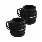 SooperFit Adjustable Gym Ankle Straps Lifting Cuffs for Cable Machine Black (Pair)