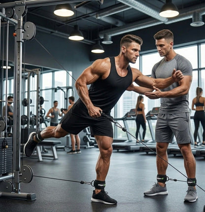 SooperFit Adjustable Gym Ankle Straps Lifting Cuffs for Cable Machine Black (Pair)-Sooperfit