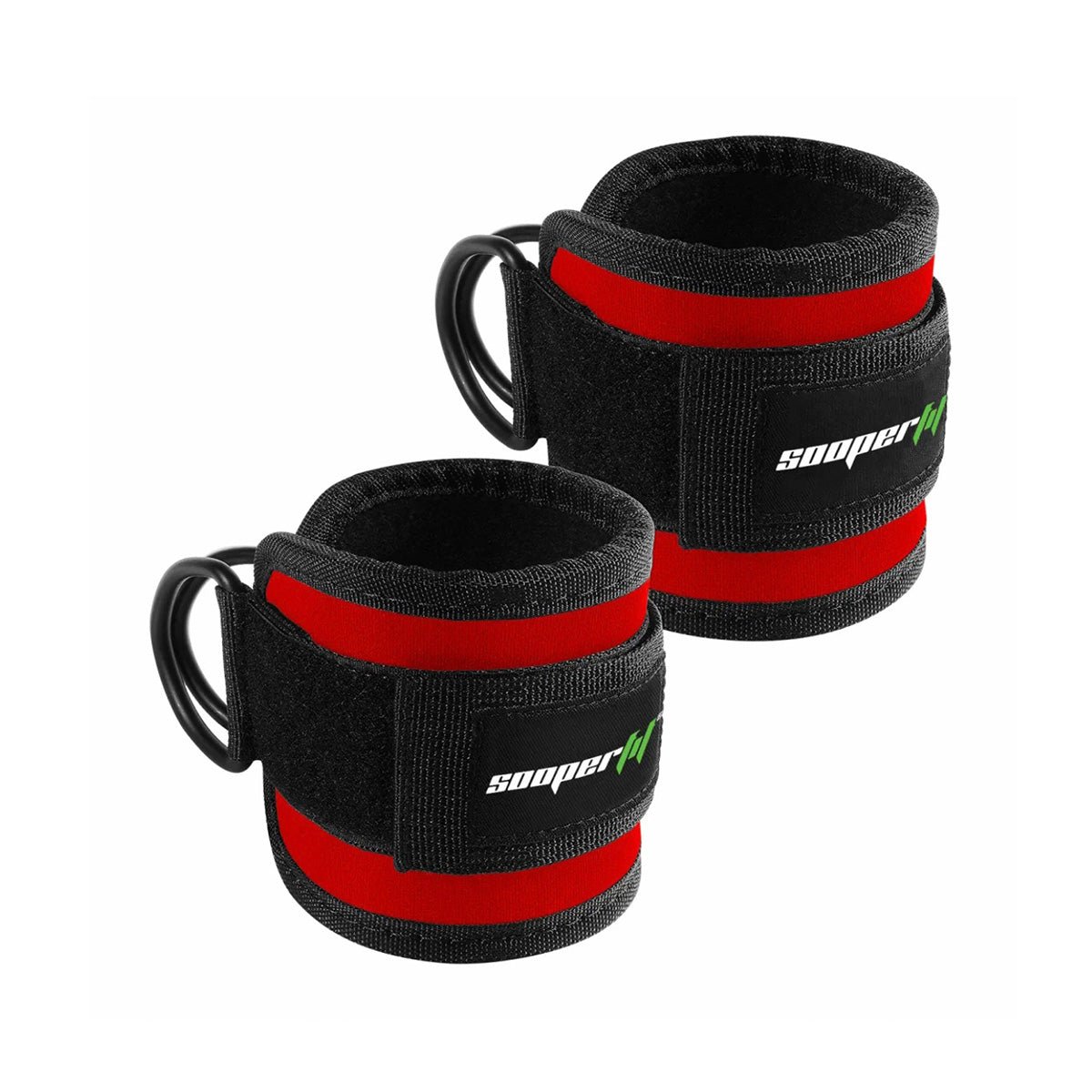 SooperFit Adjustable Gym Ankle Straps Lifting Cuffs for Cable Machine Red (Pair)-Sooperfit