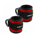 SooperFit Adjustable Gym Ankle Straps Lifting Cuffs for Cable Machine Red (Pair)