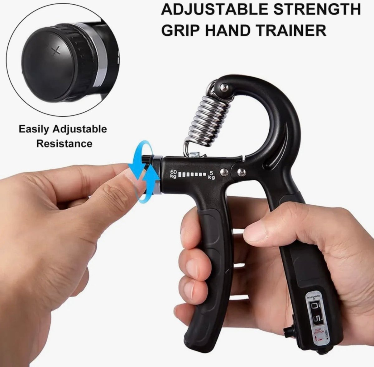 SooperFit Adjustable Hand Gripper with Rep Counter Grip Strengthener for Gym and Fitness - Sooperfit