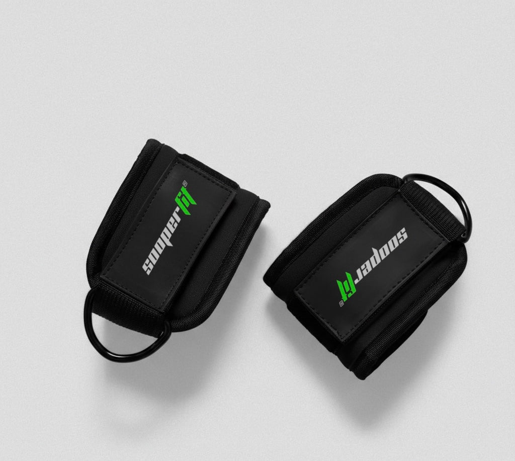 SooperFit Ankle Straps 2.0 Ultra Soft Neoprene Weight Lifting Straps Black (Pair) - Sooperfit