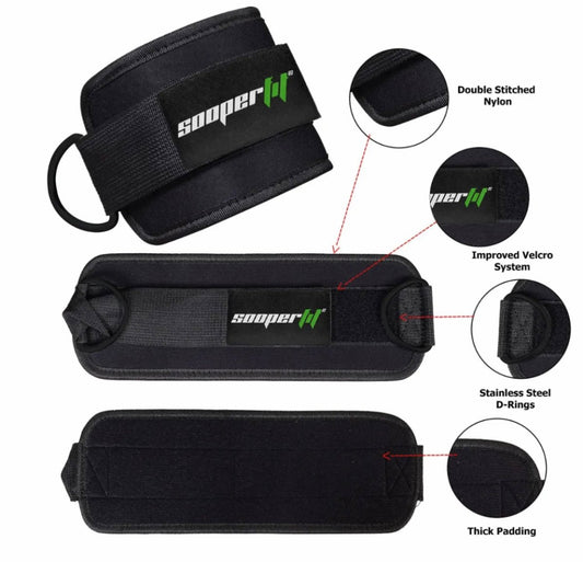 SooperFit Ankle Straps 2.0 Ultra Soft Neoprene Weight Lifting Straps Pink (Pair)-Sooperfit
