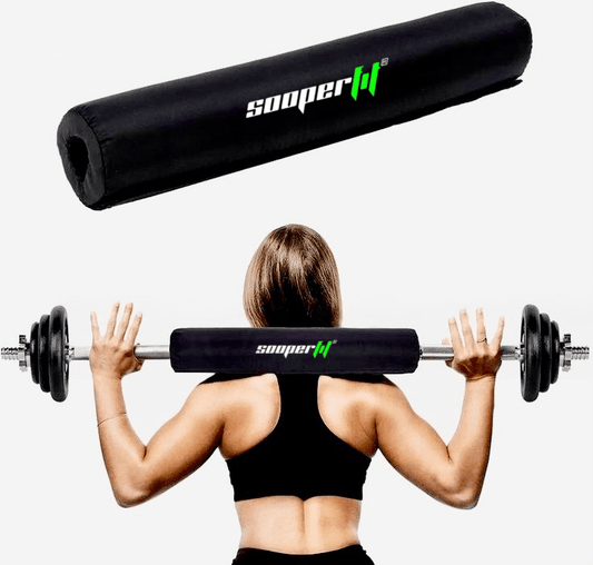 SooperFit Barbell Squat Pad Thick Foam Barbell Neck Pad for Squats, Hip Thrusts Black