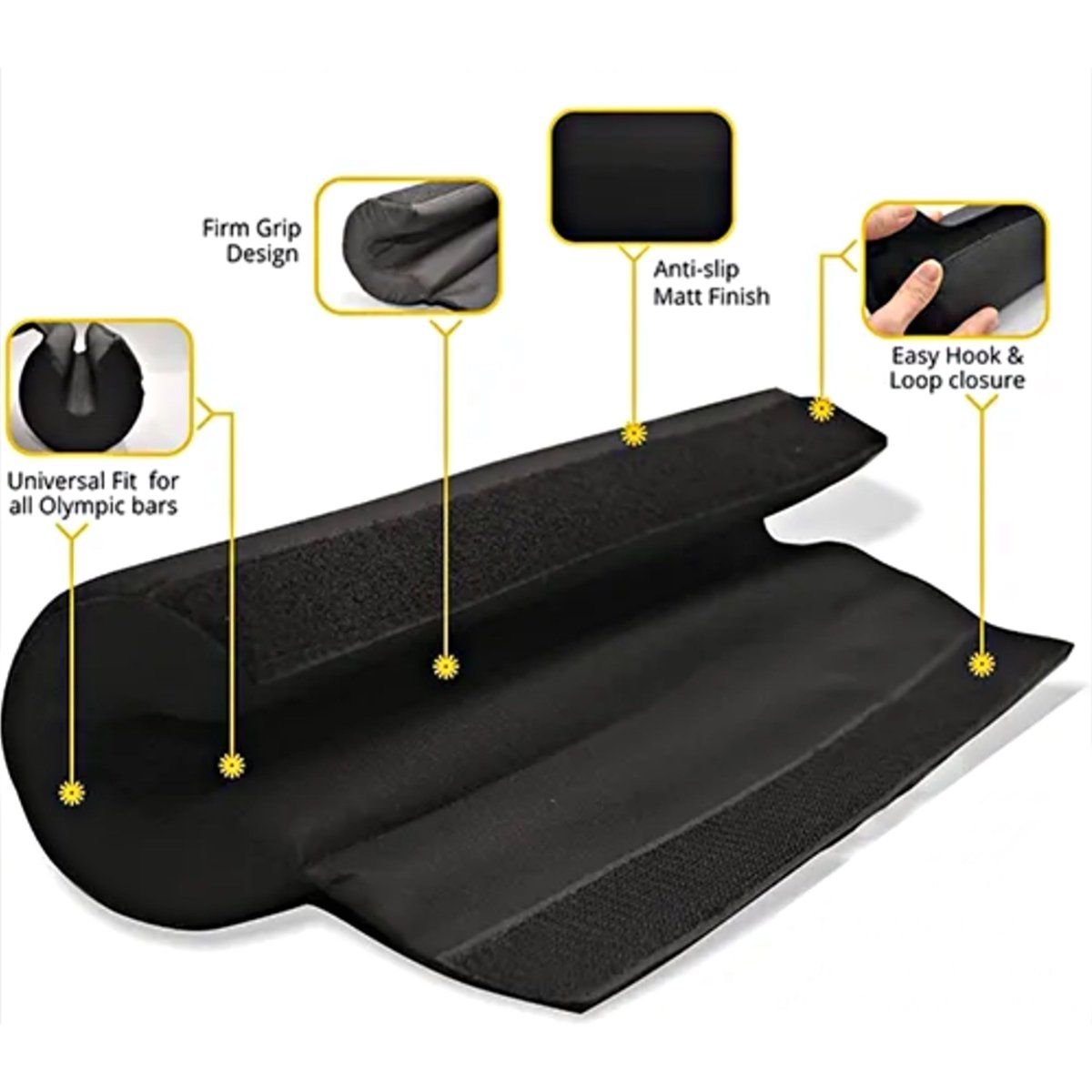 SooperFit Barbell Squat Pad Thick Foam Barbell Neck Pad for Squats, Hip Thrusts Black-Sooperfit