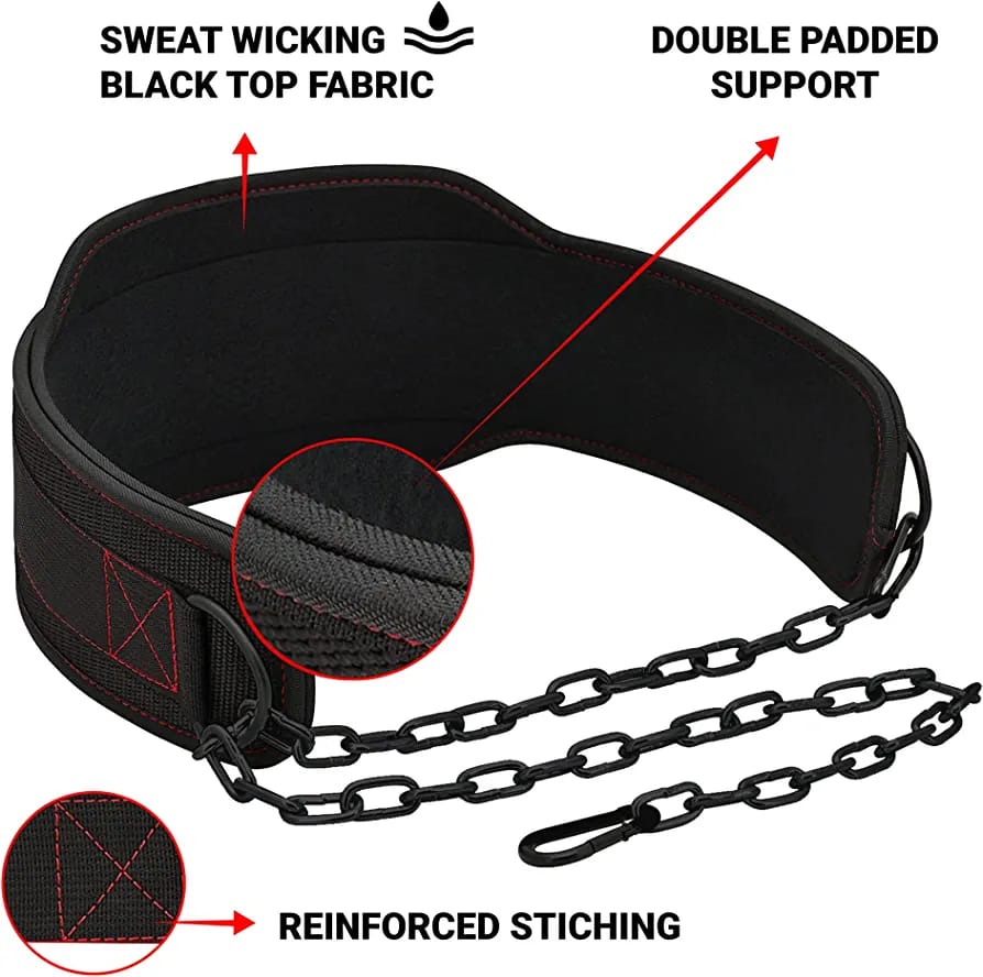 SooperFit Double Dip Belt Weight Lifting Belt for Pull-Ups Strength & Powerlifting Black-Sooperfit