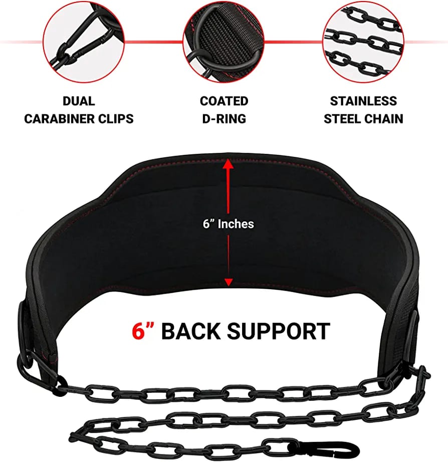 SooperFit Double Dip Belt Weight Lifting Belt for Pull-Ups Strength & Powerlifting Black-Sooperfit
