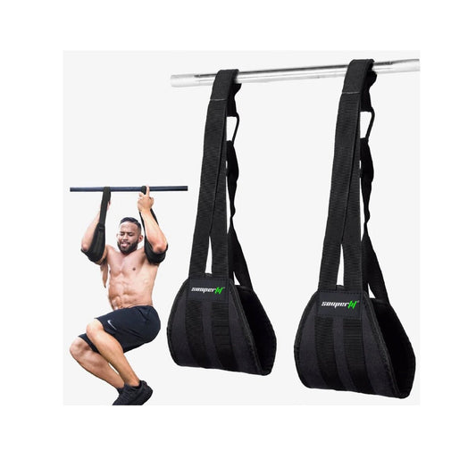 SooperFit Hanging AB Straps Adjustable Abdominal Straps for Pull-Up Abs Training Black