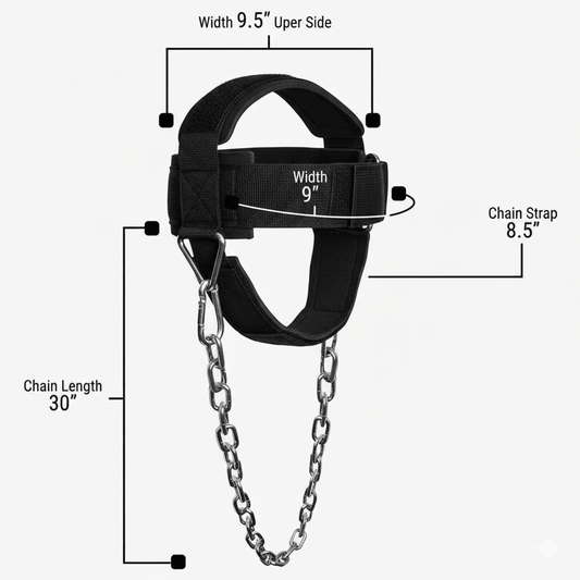 SooperFit Neck Harness for Neck Trainer Adjustable with Steel Chain Gym Training