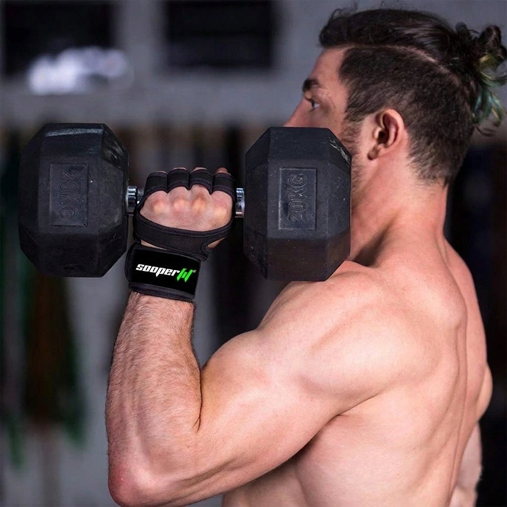 SooperFit Neoprene Gym Gloves with Wrist Support Anti - Slip Weight Lifting Gloves Black - Sooperfit