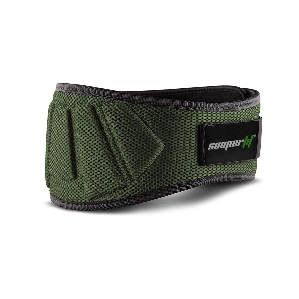 SOOPERFIT Neoprene Weight Lifting Gym Belt 6'' Wide Back Support Army Green-Sooperfit
