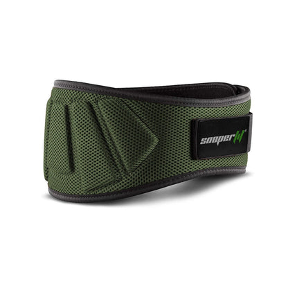 SOOPERFIT Neoprene Weight Lifting Gym Belt 6'' Wide Back Support Army Green-Sooperfit