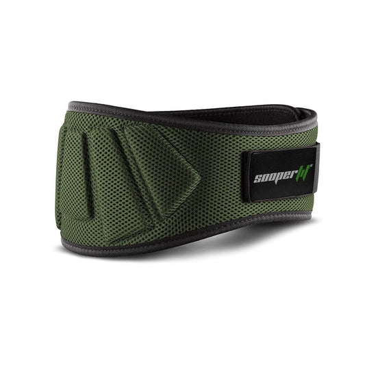 SOOPERFIT Neoprene Weight Lifting Gym Belt 6'' Wide Back Support Army Green