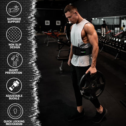SOOPERFIT Neoprene Weight Lifting Gym Belt 6'' Wide Back Support Army Green-Sooperfit