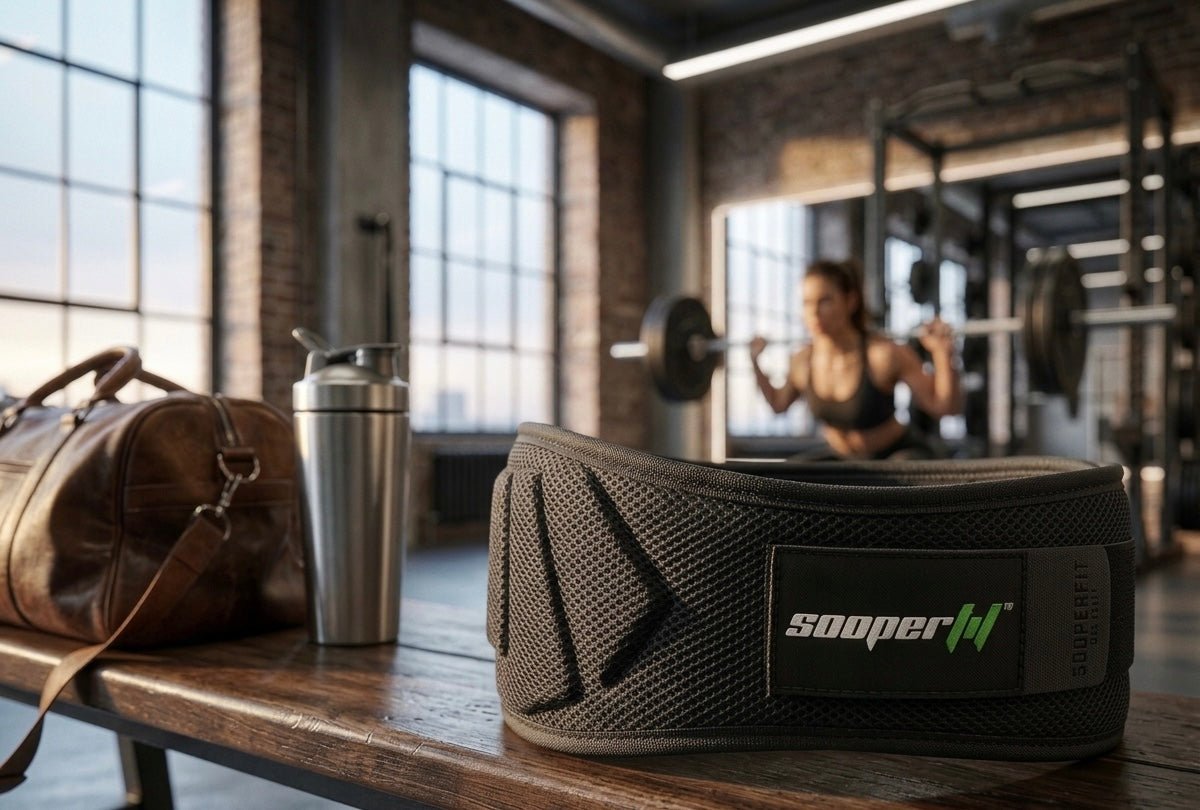SOOPERFIT Neoprene Weight Lifting Gym Belt 6'' Wide Back Support Black-Sooperfit