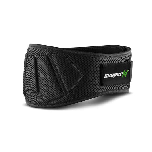 SOOPERFIT Neoprene Weight Lifting Gym Belt 6'' Wide Back Support Black