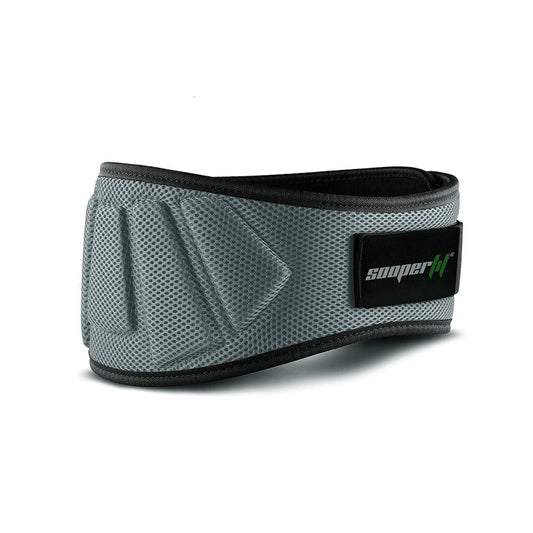 SOOPERFIT Neoprene Weight Lifting Gym Belt 6'' Wide Back Support Grey