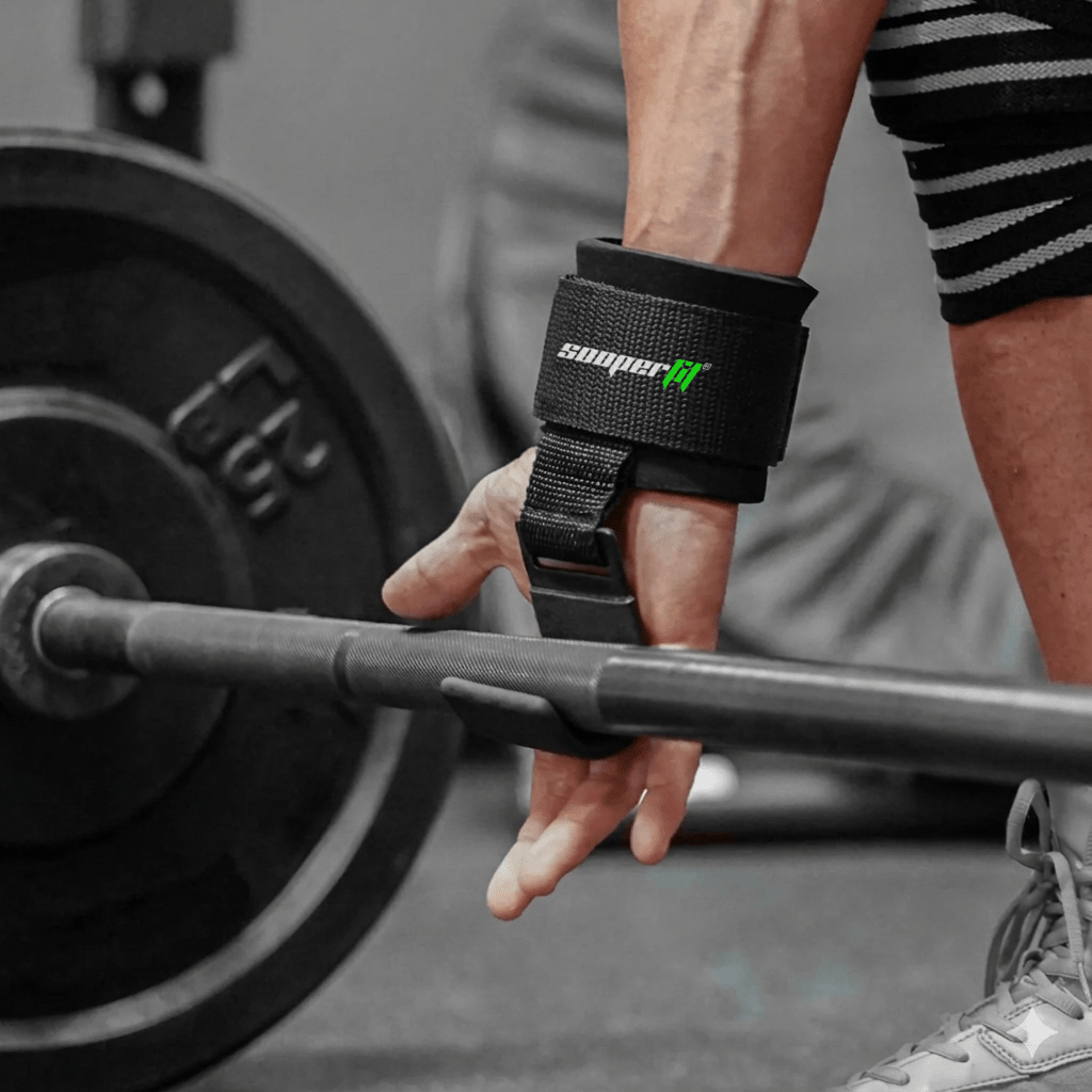 SooperFit Padded Weight Lifting Dip Hooks with Wrist Support Straps-Sooperfit