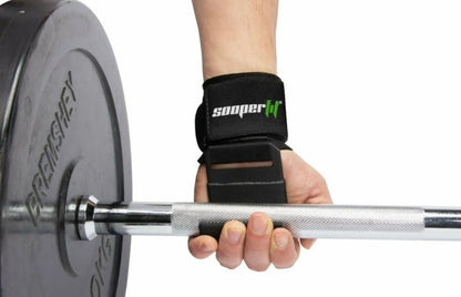 SooperFit Padded Weight Lifting Dip Hooks with Wrist Support Straps-Sooperfit