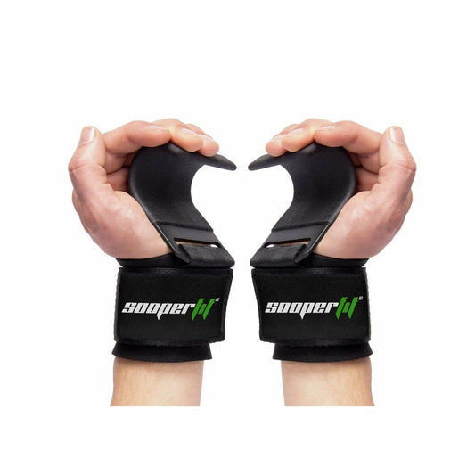 SooperFit Padded Weight Lifting Dip Hooks with Wrist Support Straps