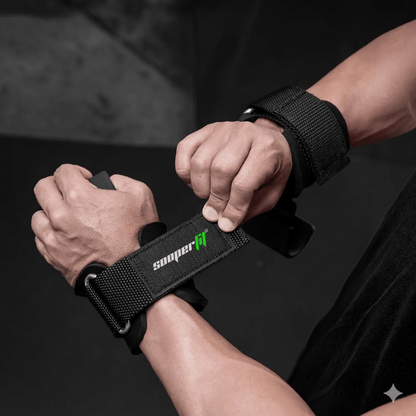 SooperFit Padded Weight Lifting Dip Hooks with Wrist Support Straps-Sooperfit