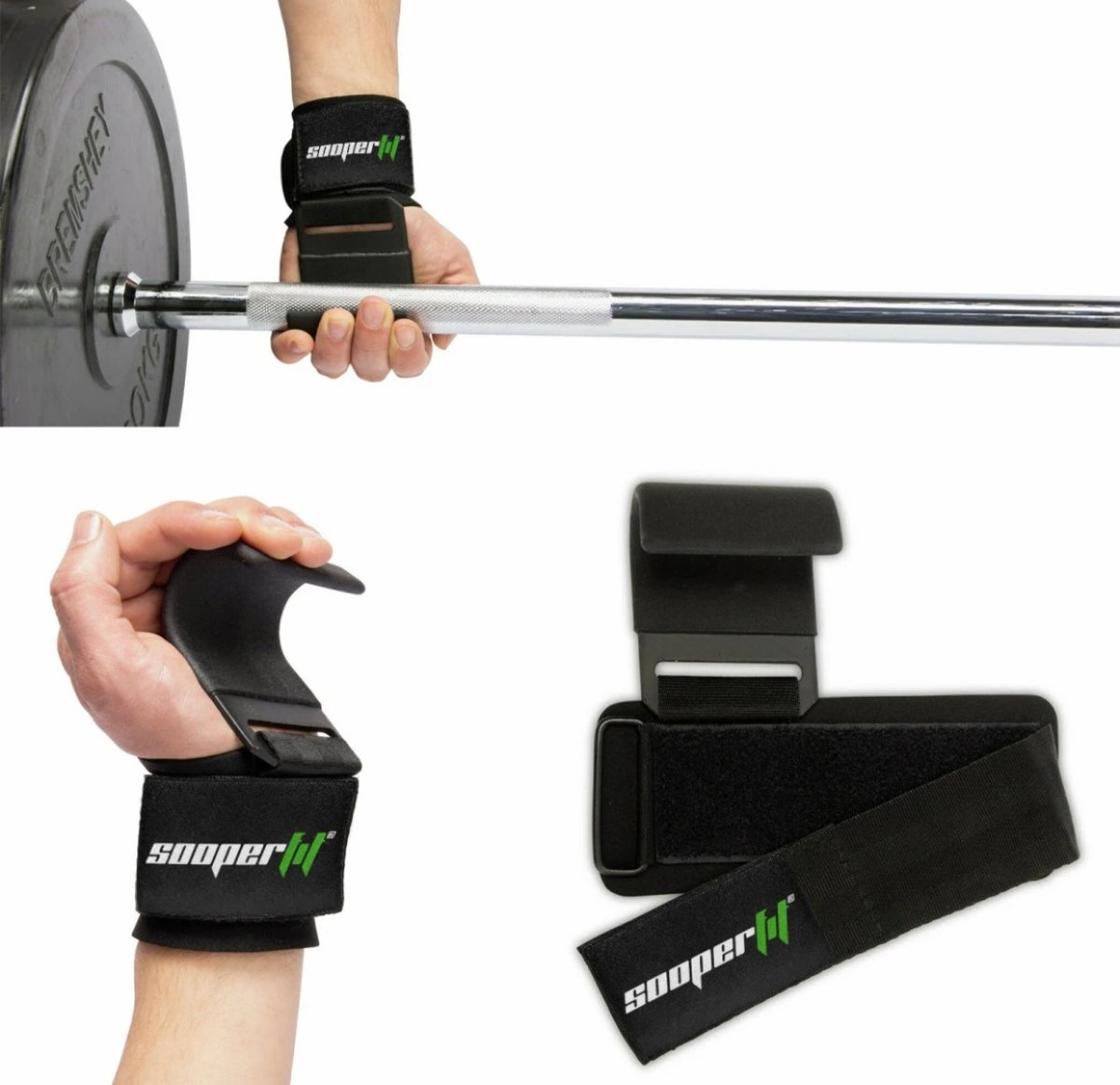 SooperFit Padded Weight Lifting Dip Hooks with Wrist Support Straps-Sooperfit