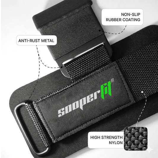 SooperFit Padded Weight Lifting Dip Hooks with Wrist Support Straps-Sooperfit