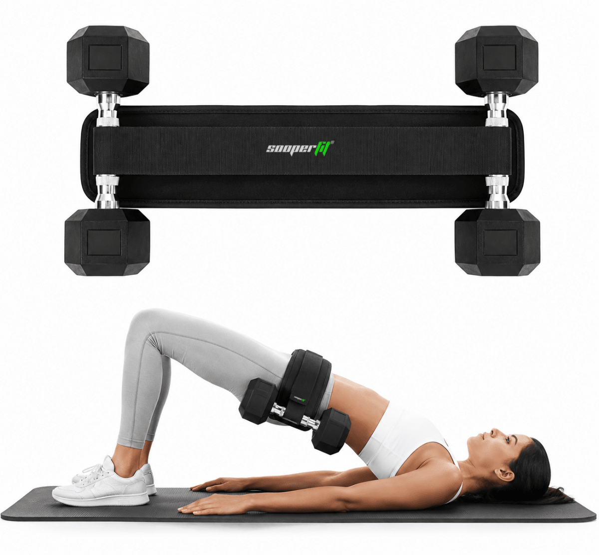 Sooperfit Premium Hip Thrust Belt for Dumbbells & Plates For Hip and Leg Workouts Black - Sooperfit