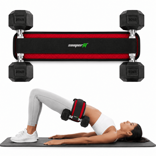 Sooperfit Premium Hip Thrust Belt for Dumbbells & Plates For Hip and Leg Workouts Red - Sooperfit