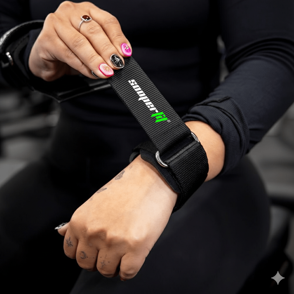SooperFit Premium Neoprene Ankle Cuffs Adjustable Cable Machine Ankle Straps Black