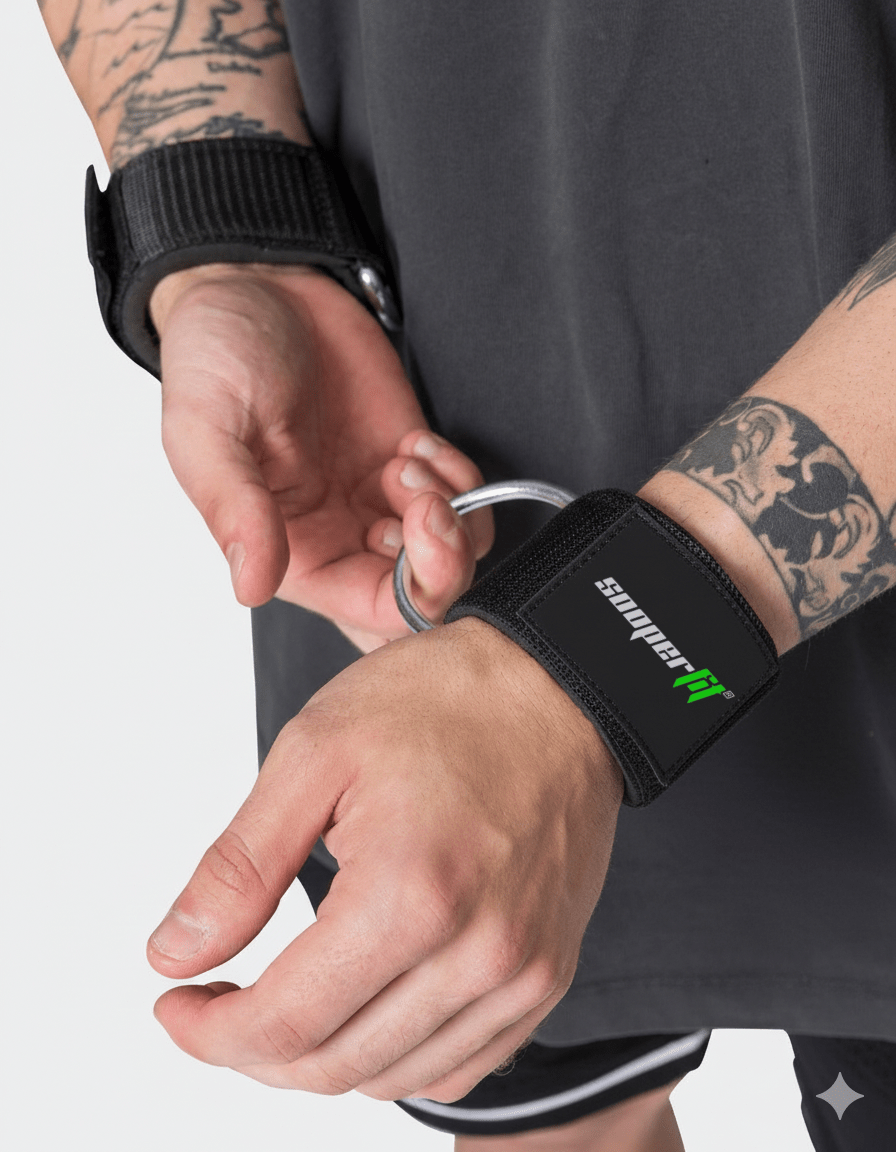 SooperFit Premium Neoprene Ankle Cuffs Adjustable Cable Machine Ankle Straps Black