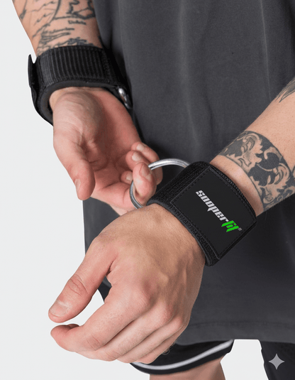 SooperFit Premium Neoprene Ankle Cuffs Adjustable Cable Machine Ankle Straps Black