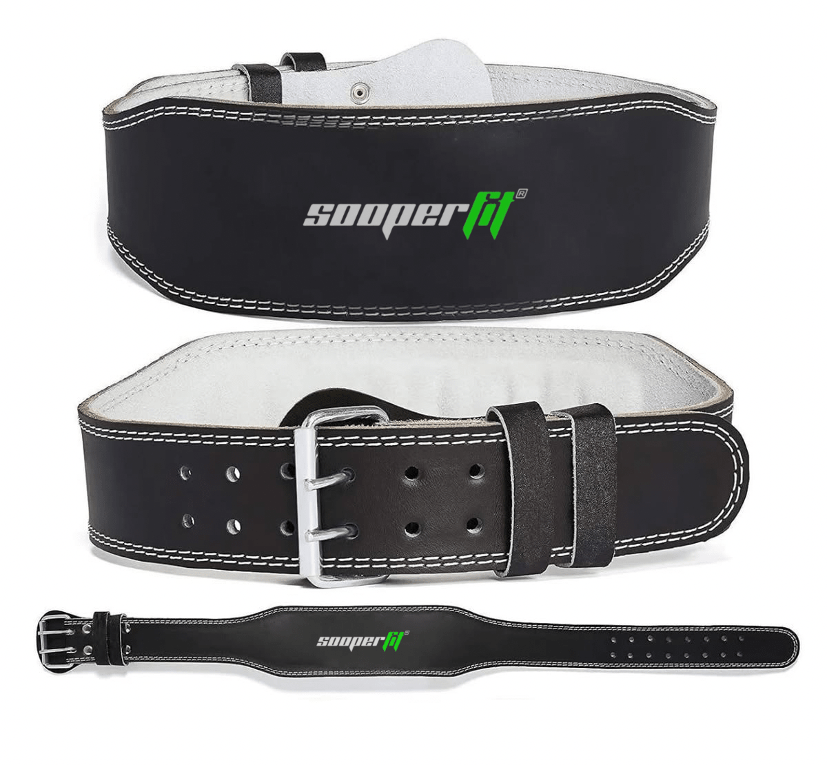 SooperFit PU Leather Weight Lifting Rexine Belt for Powerlifting Squats & Deadlifts Black - Sooperfit