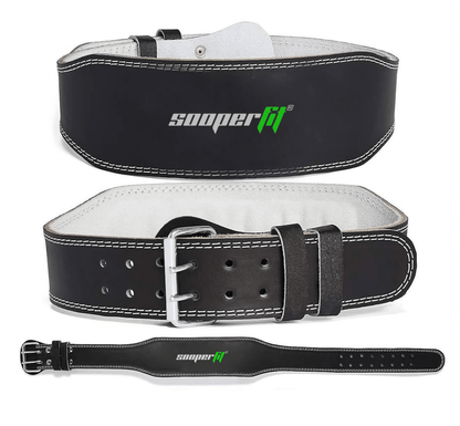 SooperFit PU Leather Weight Lifting Rexine Belt for Powerlifting Squats & Deadlifts Black - Sooperfit