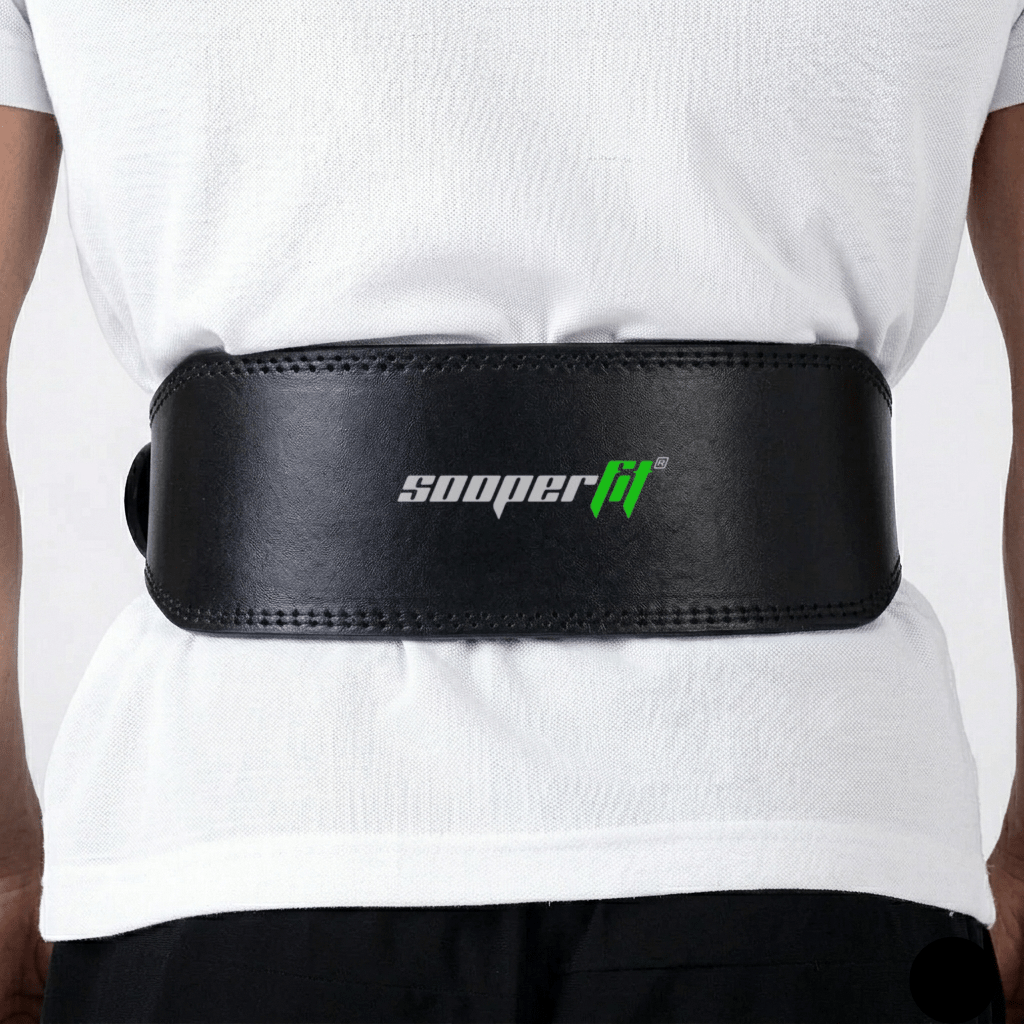 SooperFit PU Leather Weight Lifting Rexine Belt for Powerlifting Squats & Deadlifts Black - Sooperfit
